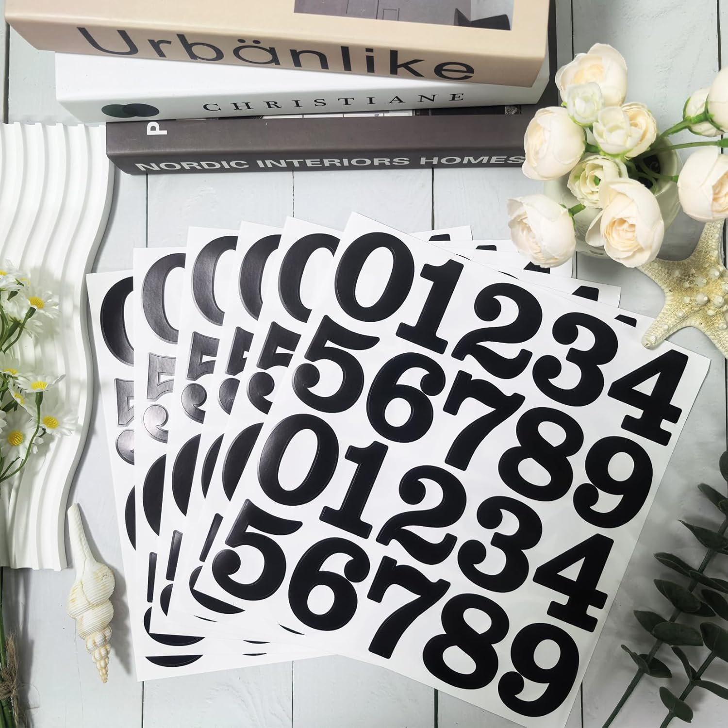 24 Sets 2 Inch 0-9 Self Adhesive Vinyl Number Stickers for File,Lockers,Mailbox,Classification,Organizer - 12 Sheets Black