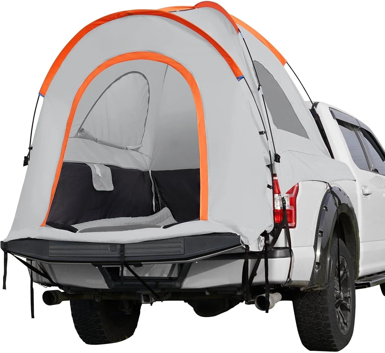 Truck Bed Tent: 55"" x 6' Pickup Truck Tent with Rain Layer and Carry Bag, Waterproof PU2000mm, 10 x 10 x 18 inch, Gray+White