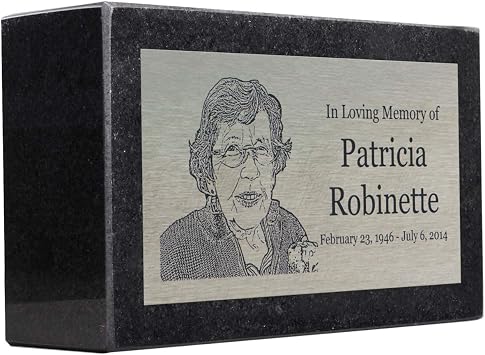 PlaqueMaker Stainless Steel and Granite Memorial Headstone - Markers for Lost Family Members, Infants, Loved Ones, Friends, Dogs, Cats, and Other Family Pets. 7 x 4 x 2
