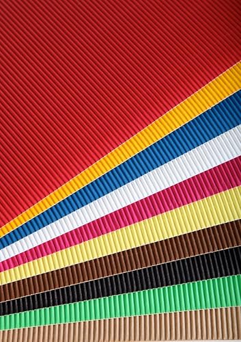 Metal Corrugated Paper, A4 Size, Assorted Colours, 200G Weight, 10 Sheets Pack, Arts and Crafts Cardboard