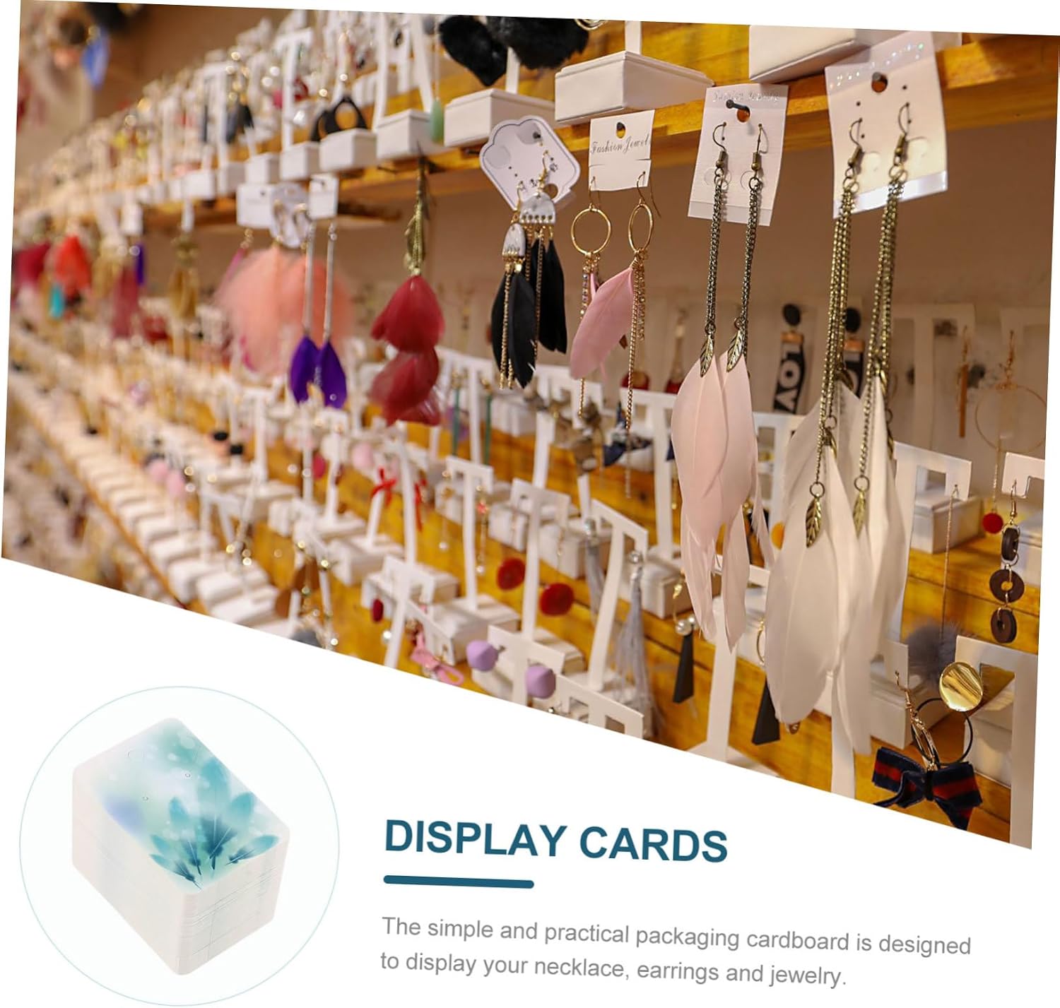 TEHAUX Jewelry Display Cards for Necklaces and Earrings 5x7 Packaging Cards with 100 Bags for DIY Jewelry Making and Crafting Projects