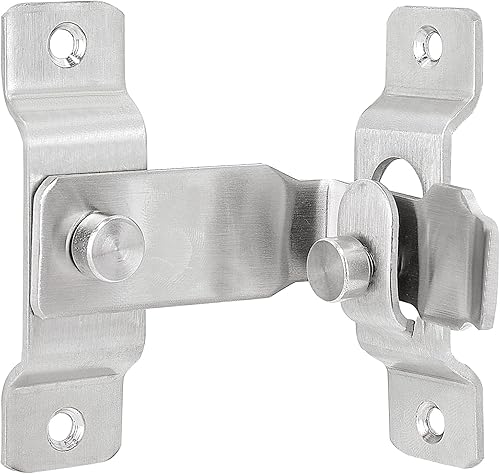 Miniatura 8 de INIRET 2 paquetes de cerradura de puerta de granero abatible de 90 grados, protege la privacidad y seguridad, pestillo de bloqueo de gancho para