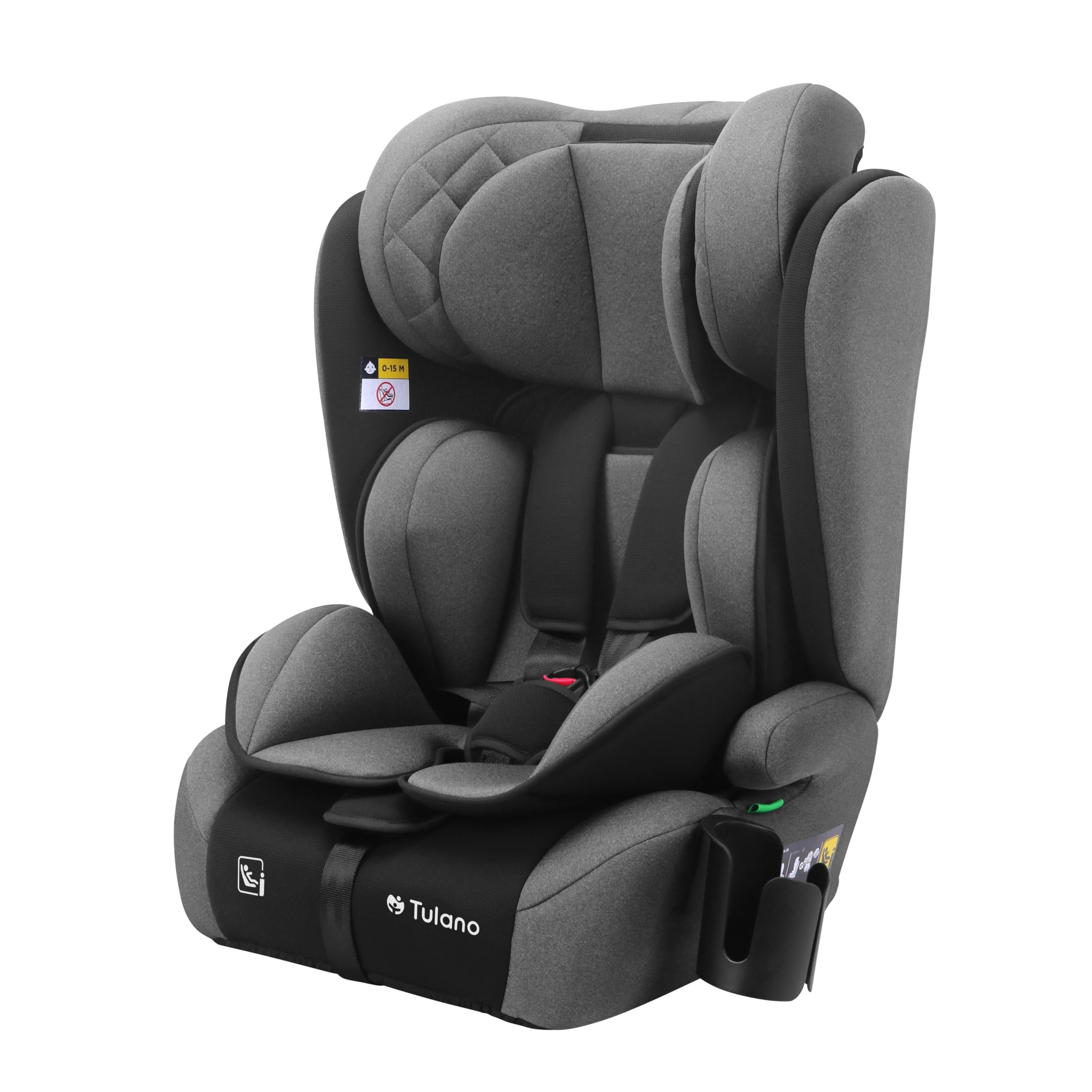 Tulano Zooma 25 fotelik dziecięcy 15-36 kg bez ISOFIX, fotelik samochodowy dla dzieci 76-150 cm, ergonomiczny z regulowanym zagłówkiem i pokrowcem nadającym się do prania, wygodna tapicerka zapewnia