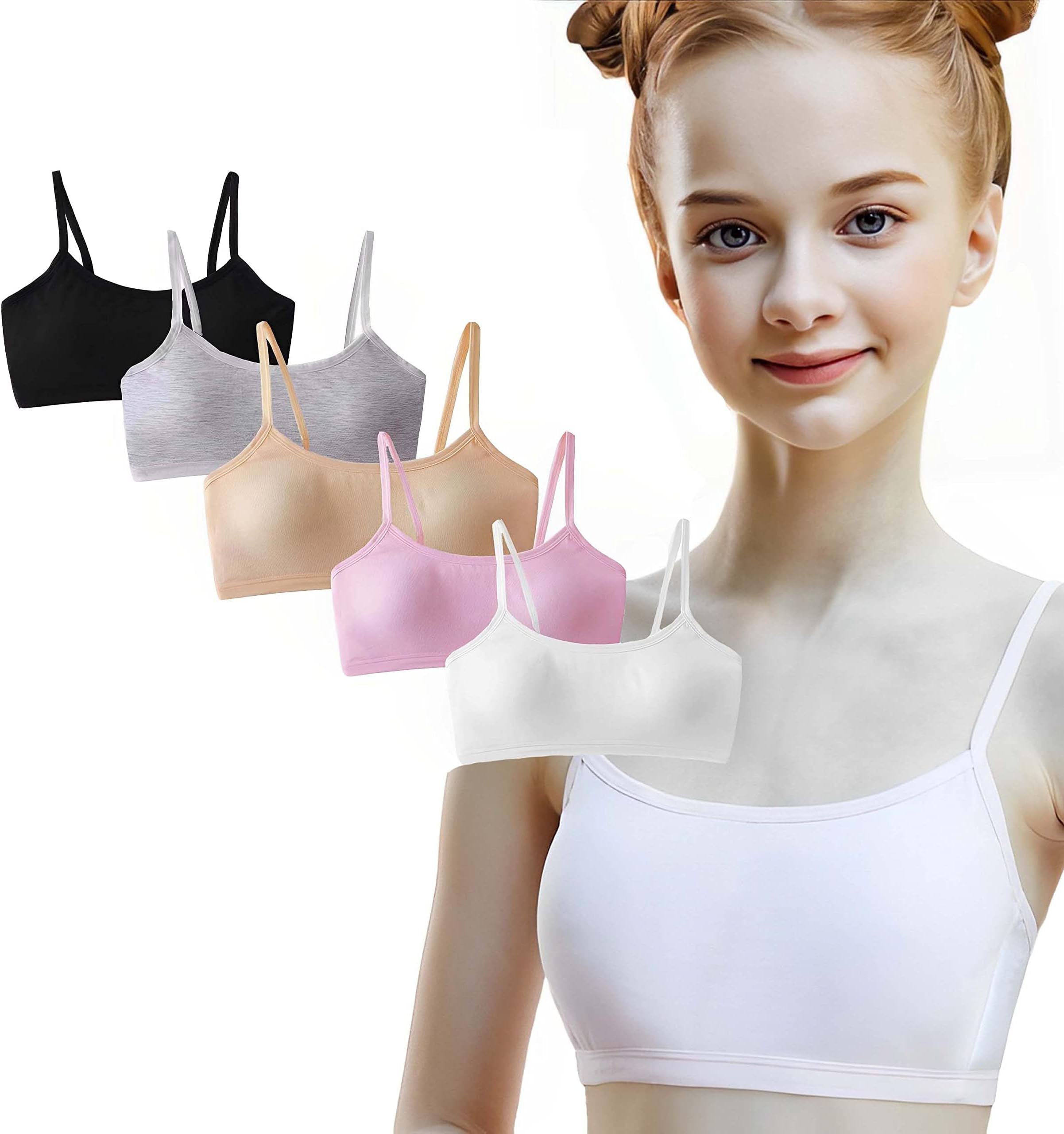 ZEILINGERYBras for Girls Training Cotton Bras Wireless Light Padded Sports Bra 8-16 Years Girl's