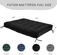 Vista 2 de Colchón futón de 8 pulgadas, tamaño matrimonial, 54 x 80 pulgadas, sofá cama con borde de diseño de cuerda trenzada, colchón futón extra grueso