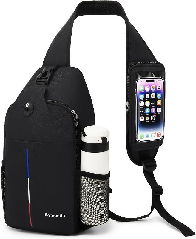 Crossbody Sling Backpack with Touch Screen Phone Pocket, Chest Bag for Commuting and Daily Use