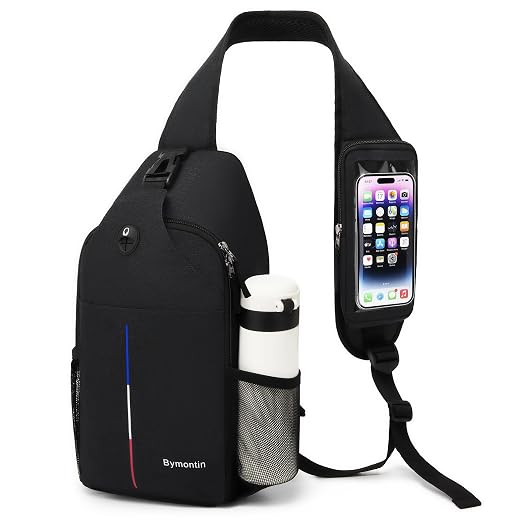 Crossbody Sling Backpack with Touch Screen Phone Pocket, Chest Bag for Commuting and Daily Use