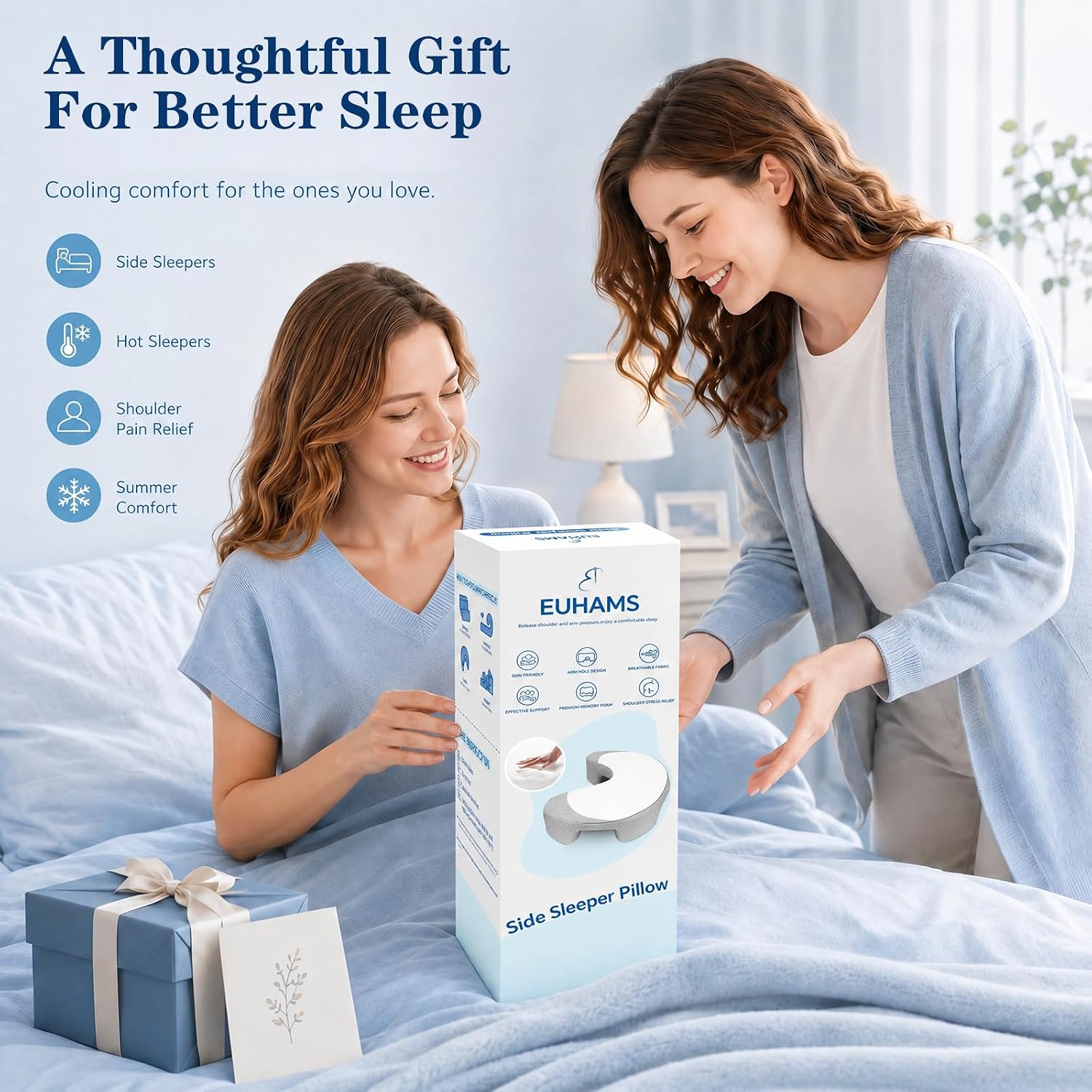Side Sleeper Pillow with Arm Hole - Cooling Memory Foam Shoulder Pillow for Neck,Shoulder & Rotator Cuff Pain Relief,Ergonomic Arm Support Pillow for Adults,Ideal for Left & Right Side Sleepers,Grey