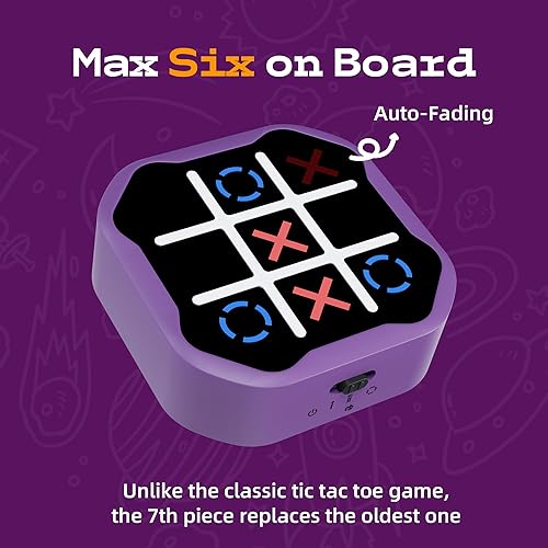 Vista 5 de Juego electrónico 3 en 1 de Tic Tac Toe, Juego de Tic Tac Toe digital portátil con modo silencioso, juguete de aprendizaje y regalo portátil