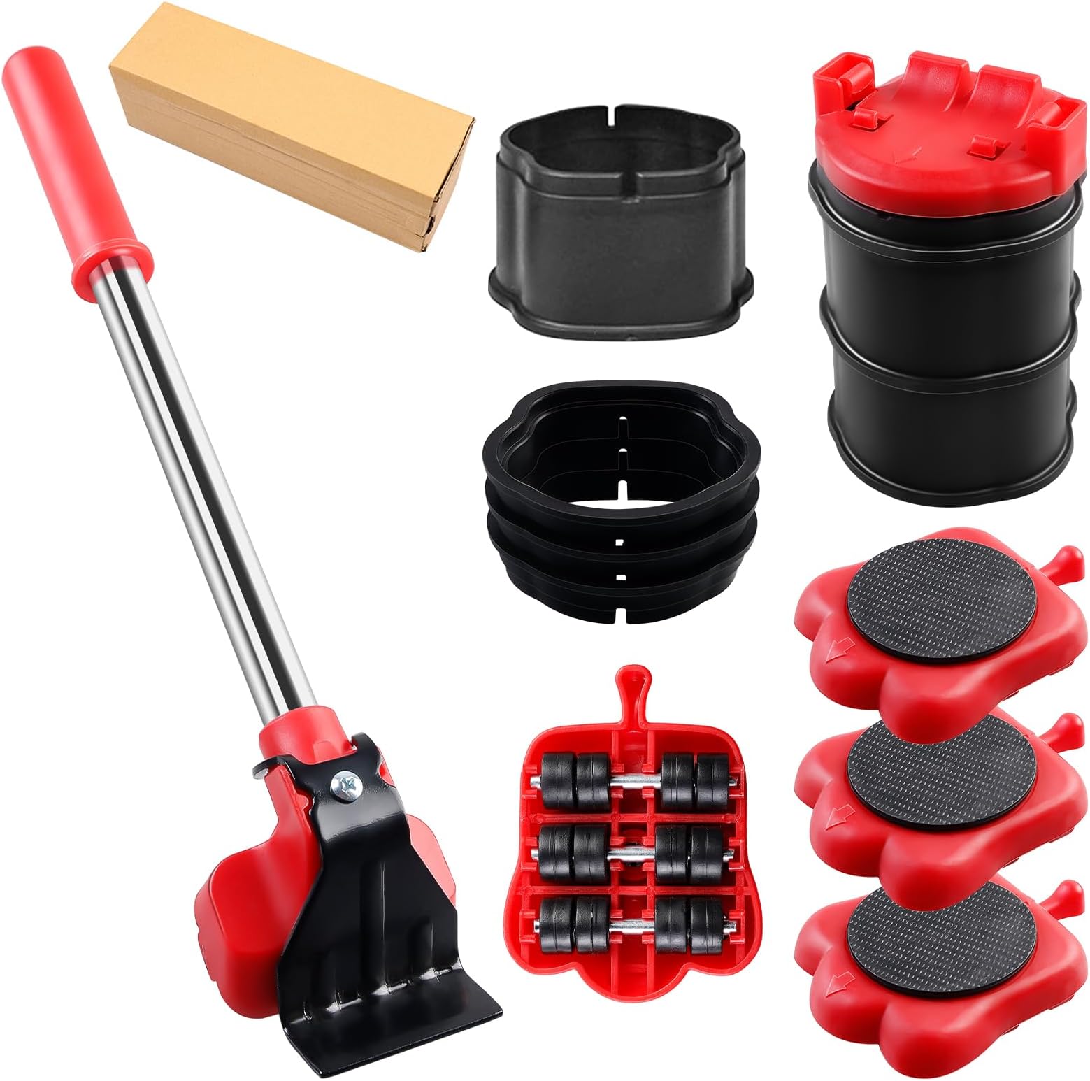 HOMURYFurniture Lifter Set, Wheels for Furniture, Multifunction with 8 Height Regulators, Furniture Roller Moving Set, Furniture Castors, Transport Wheels, for Transporting Furniture, Maximum Load