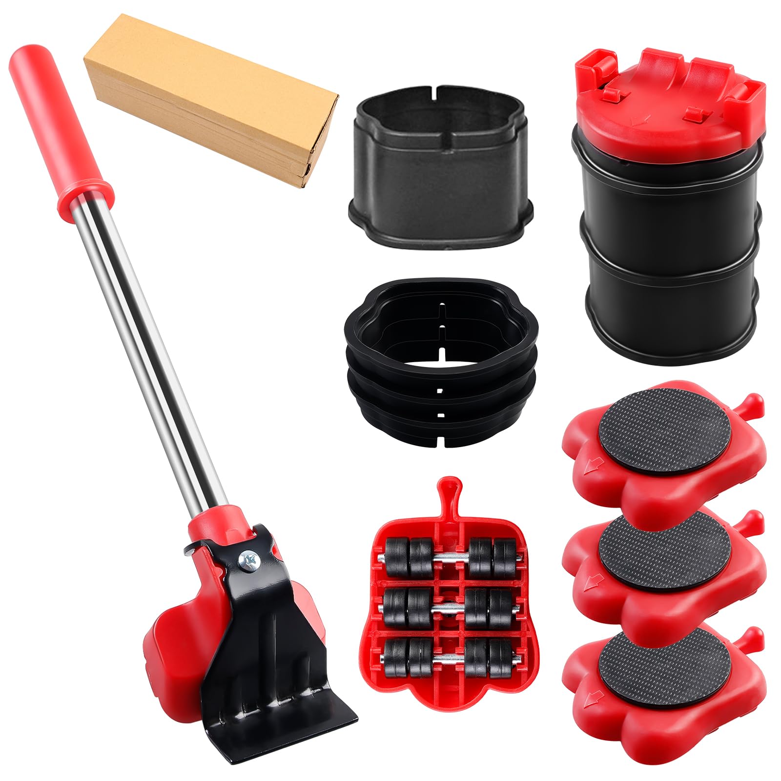HOMURYFurniture Lifter Set, Wheels for Furniture, Multifunction with 8 Height Regulators, Furniture Roller Moving Set, Furniture Castors, Transport Wheels, for Transporting Furniture, Maximum Load