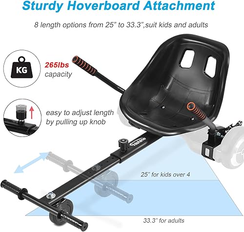 Miniatura 3 de No se requieren correas de fijación de asiento para aeropatineta, accesorio de Go Kart con mecanismo de bloqueo, carrito de 265 libras de 26 a 34.5