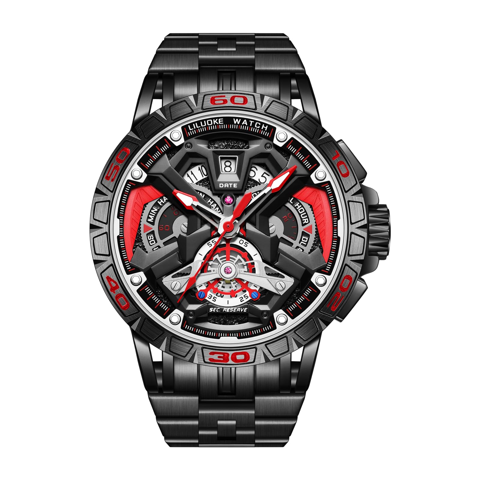 Mens Watches, Wrist Watches Luminous Design, Big Face Fashion Quartz Black Watch 30ATM, Casual Watch for Men Unique Gifts for Men — view 21