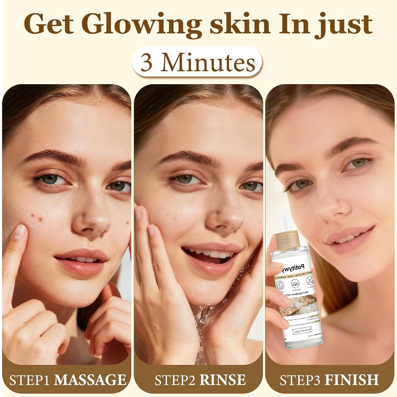 2 PCS Peel Shot Glow Rice Peeling Ampoule Duo, White Rice Refines Texture+Hyaluronic Acid Locks Moisture, Black Rice Niacinamide Controls Oil Salicylic Acid Gentle Pore Clean for All Skin