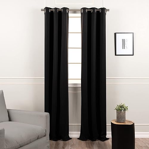 Miniatura 1 de Best Home Fashion Paneles de cortinas opacas con aislamiento térmico de alta calidad para dormitorio, cortinas opacas de acero inoxidable plateado