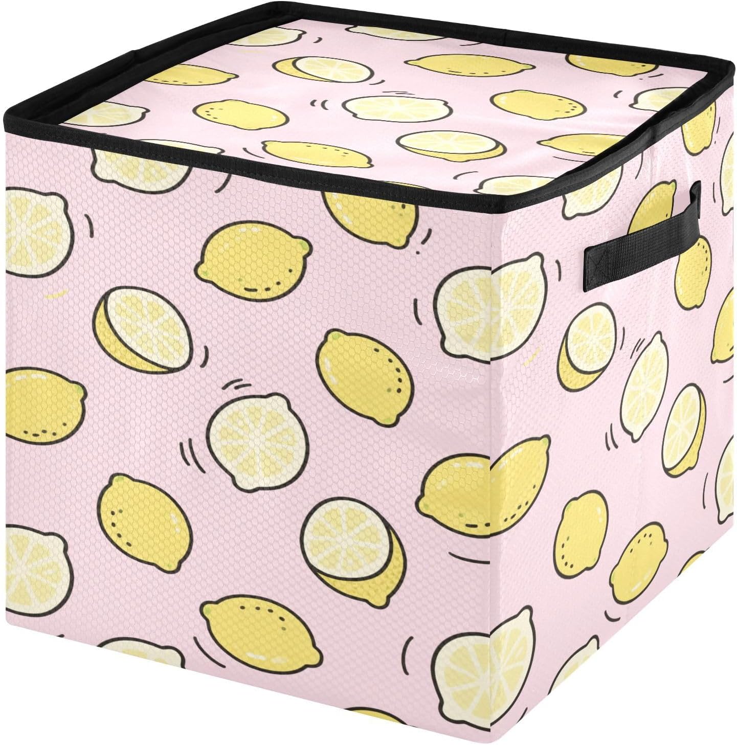 High Capacity Christmas ornament storage Holds Up to 64, Adjustable Dividers, Zippered Top, Two Handles stackable Holiday Storage Case with Lid,Cartoon Lemon Pink