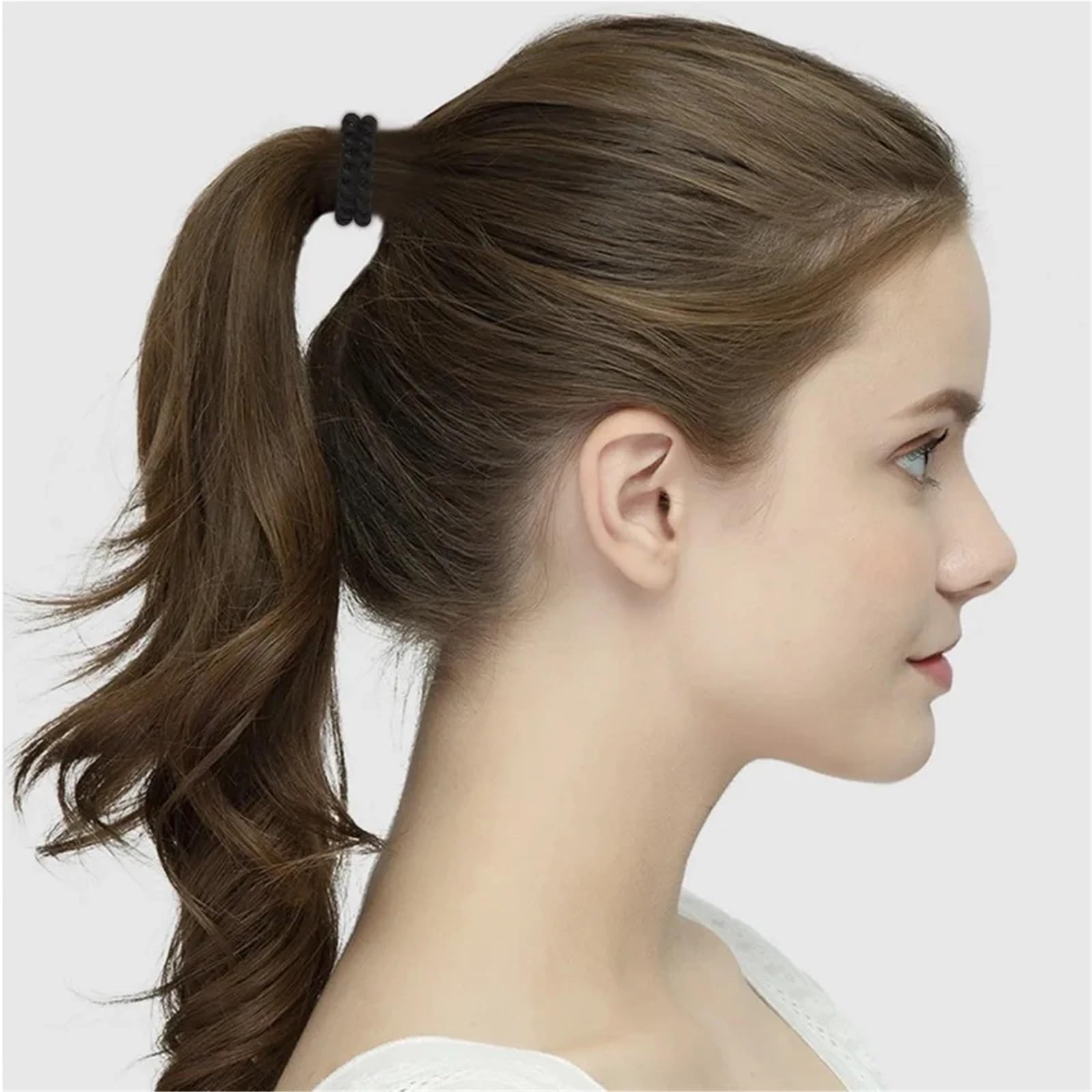 Elastici per capelli, 100 pezzi, satinati, opachi, solidi, elastici per capelli, a spirale (F)