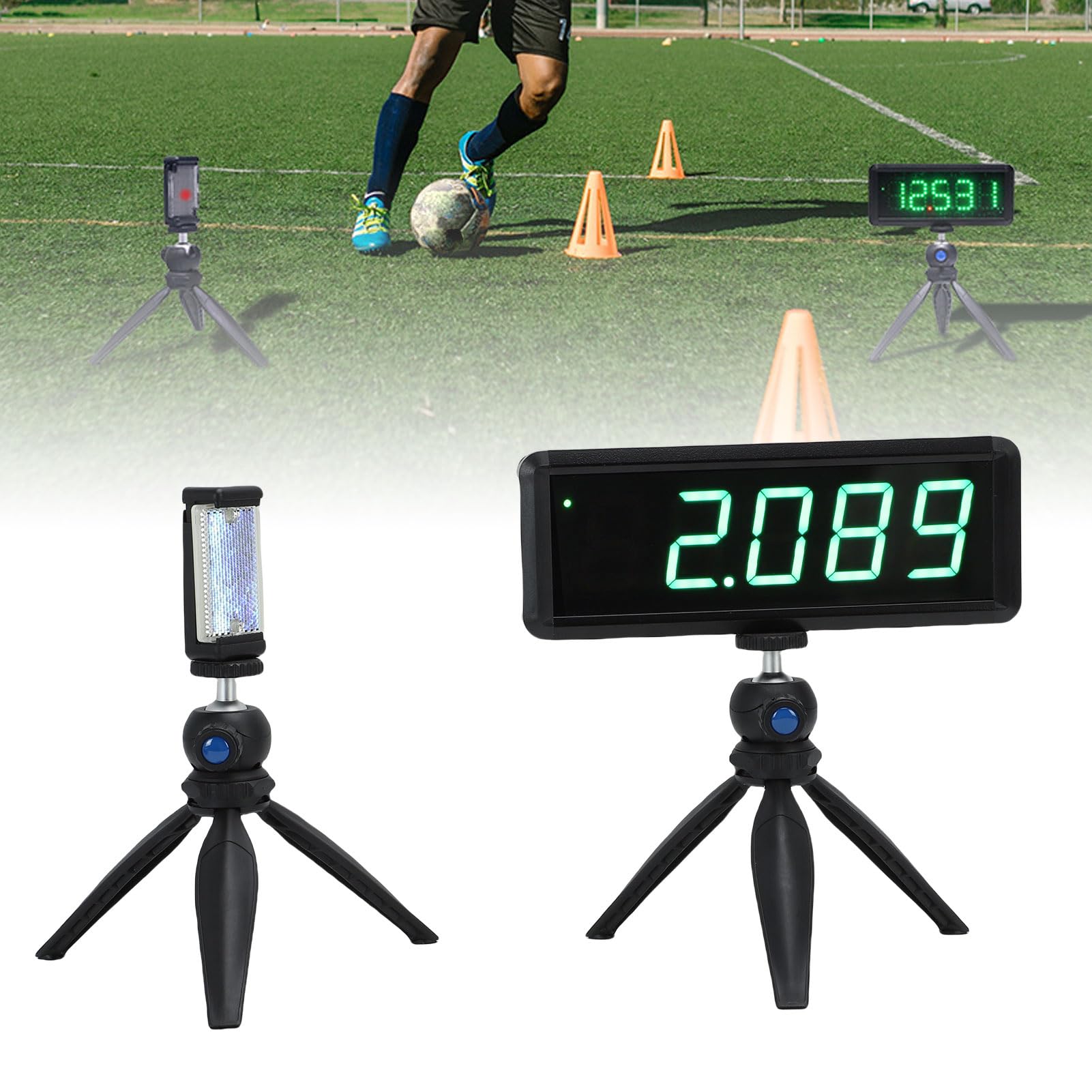 Focket Orologio da Gara Wireless, Display LED Verde a 5 Cifre Alimentato a