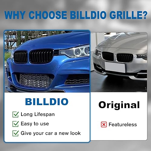 Miniatura 171 de Rejilla frontal negra brillante compatible con BMW Serie 3 G20 2019 2020 2021 2022 316i 318i 320i 328i 330i 330i 335i 340i Doble lamas negro