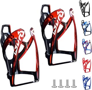 Suruid Bike Water Bottle Cage, Universal Bike Cup Holder, Lightweight and Strong Bicycle Water Bottle Holder with Screws, Great for Road and Mountain Bikes, 2 Pack - Black Red