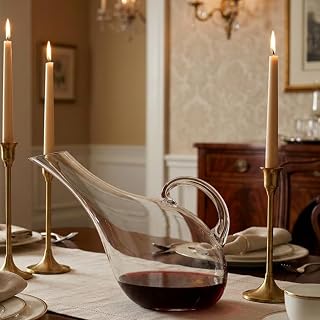 Ruvolo, Decanter de Vidro Diagonal com Alça, Decantador de Vinho 2070ml