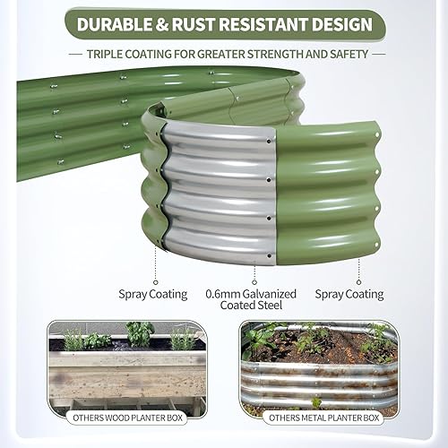 Miniatura 3 de Permade Cama de jardín elevada galvanizada para exteriores, camas elevadas para jardinería, caja de maceta de metal, kit de cama de jardín elevada