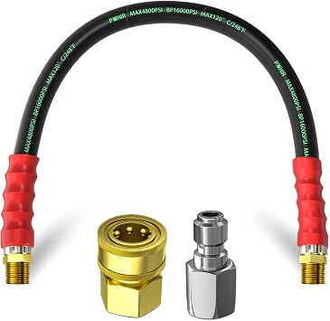 2FT Pressure Washer Whip Hose, 3/8 Jumper Hose 4800PSI with Quick Adapter