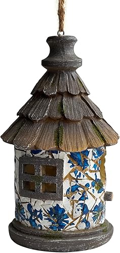 Miniatura 9 de OUSHUAI Casa para pájaros para exteriores con poste, decoración de jardín, casas para pájaros colgantes resistentes a la intemperie, nido de pájaros