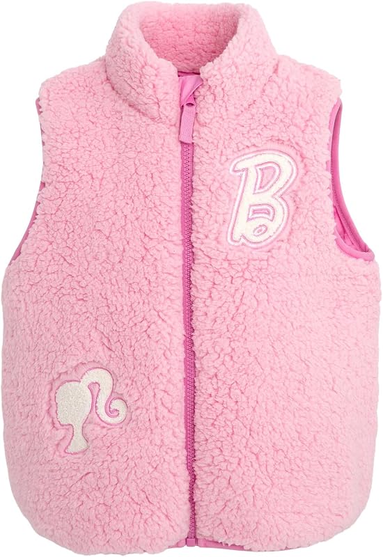 Barbie Girls' Zip-Up Fleece Vest Little Kid to Big Kid