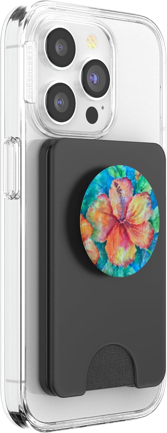 Cute Floral Hibiscus Watercolor Flower Hawaii Jungle Exotic PopSockets PopWallet for MagSafe