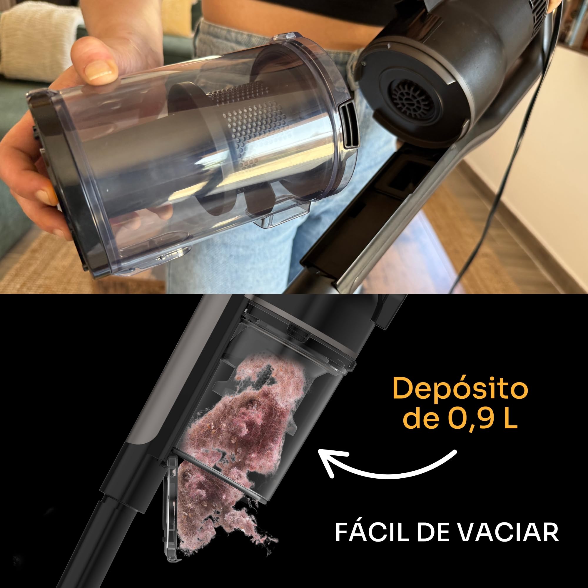 Mellerware - Aspirador Escoba Cleany 600W | Potencia de Principio a Fin | Boquilla 2 en 1 | con Cable | Elimina Polvo, Pelos y Suciedad | Ligero y Fácil de Mover