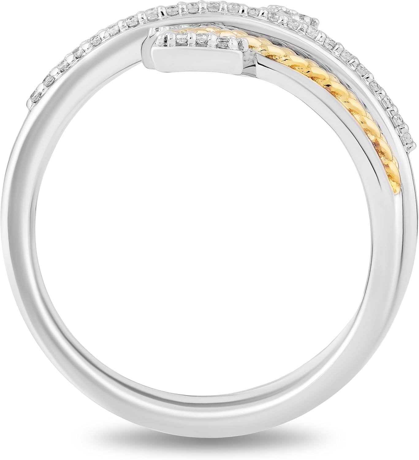 Jewelili Enchanted Disney Fine Jewelry Sterling Silver and 10K Yellow Gold with 1/10 CTTW Diamonds Merida Ring