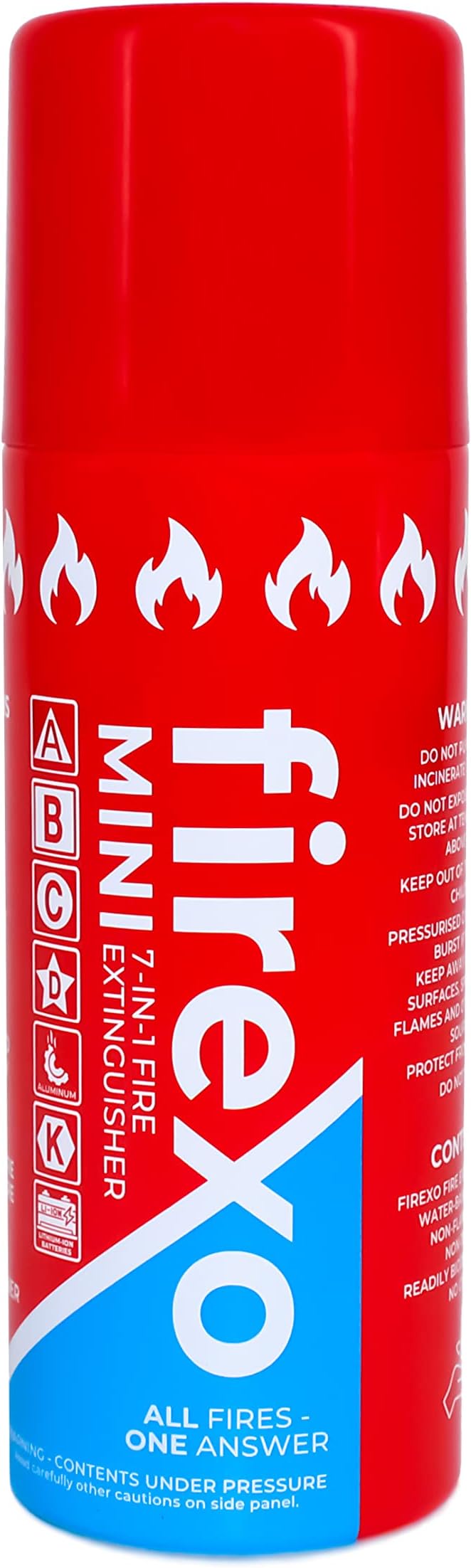 Firexo Mini - Multipurpose 7-in-1 Fire Extinguisher for Home, Kitchen, Car, Garage, Boat, Caravan, Campervan, Camping, - Household Domestic Small Fire Extinguisher