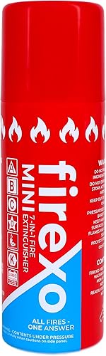 Firexo Mini extintor multiusos 7 en 1 para el hogar, cocina, coche, garaje, barco, caravana, cámper, campamento, pequeño extintor doméstico doméstico