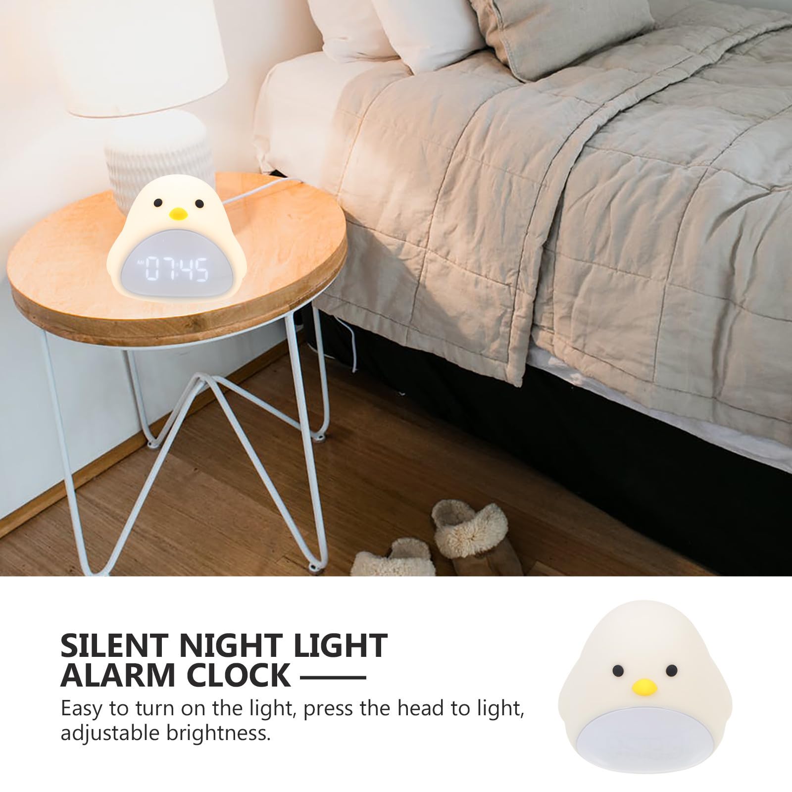 Cabilock Reloj Despertador Time Bird Inteligente Luz Nocturna Silenciosa | Temporizador Integrado, Blanco Abs PC y Silicona, 1200 Mah 3, 7 V, Dormitorio y Escritorio