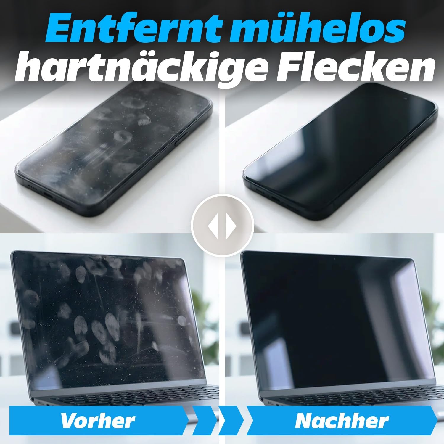 PRINOX Bildschirmreiniger XXL Set [inkl. Mikrofasertuch und Pinsel] - Display Reiniger für Handy, Laptop und TV Displays (LCD, LED, OLED, QLED, TFT) gegen Fettflecken und Fingerabdrücke - Produktübersicht & Analyse