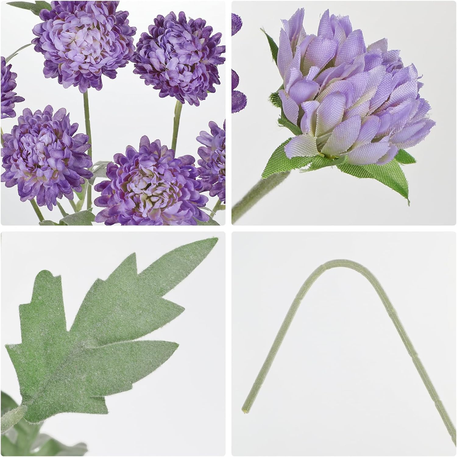 Briful 5PCS Artificial Chrysanthemum Flowers - 27.5'' Tall Faux Mums Floral Stems Purple Silk Chrysanthemums for Home Wedding Party Bouquet Arrangement Vase Décor - Image 3