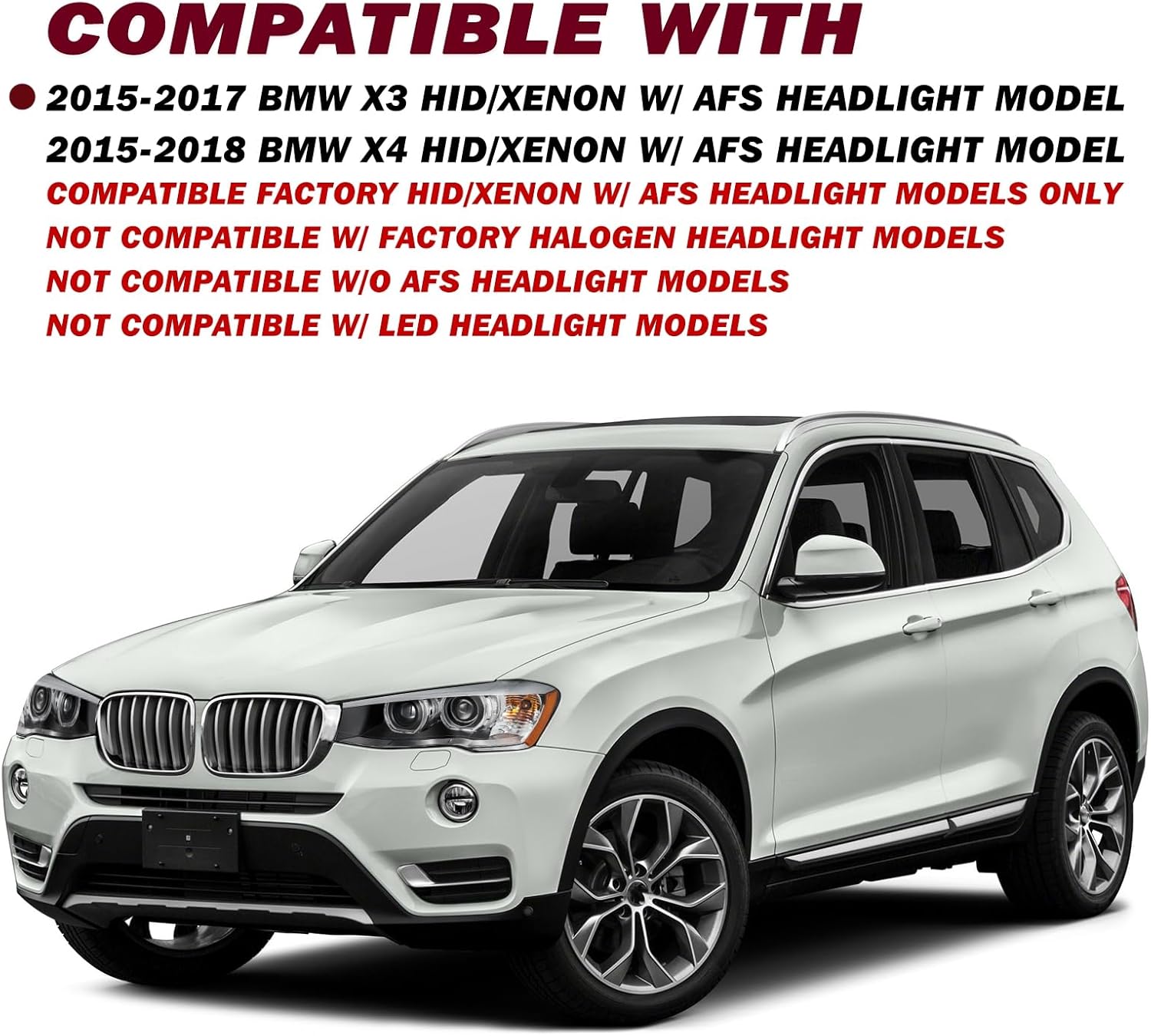 JSBOYAT Headlights Assembly [HID/Xenon w/AFS Model] Fit for 2015 2016 2017 2018 BMW X3/X4 w/LED DRL, Factory Projector Style Passenger and Driver Side Direct Replacement Headlamps