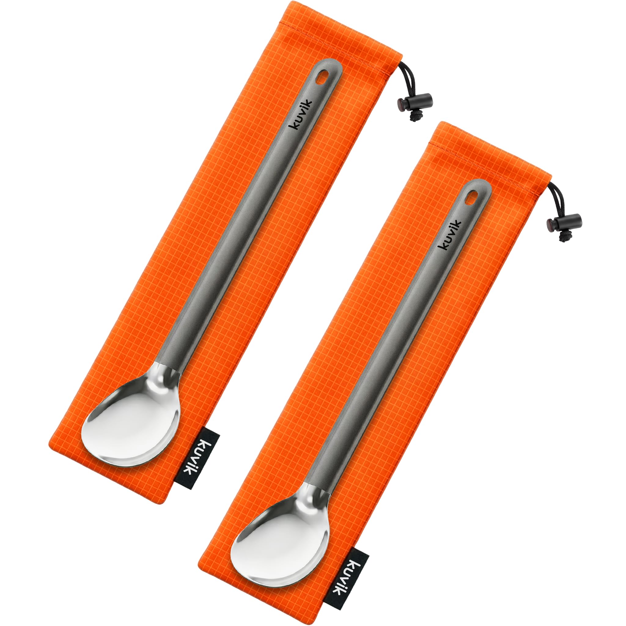 Kuvіk Titanium Spoon 2-Pack - Ultralight and Compact for Camping and Hiking