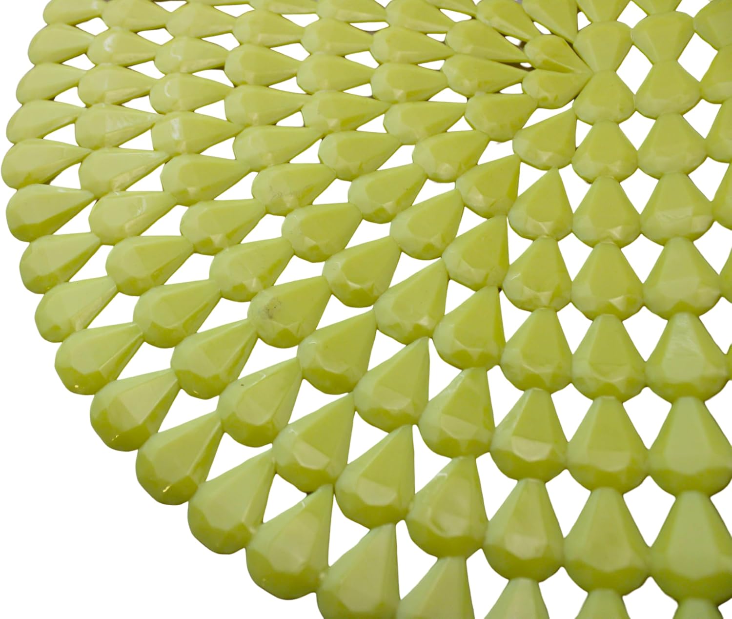 Luxury Oval Bath & Shower Mat 27" x 15" – Non-Slip PVC Bath Mat with Secure Suction Cups, Pear Diamond Design, Modern Bathroom Safety – Dependable Industries (Yellow)