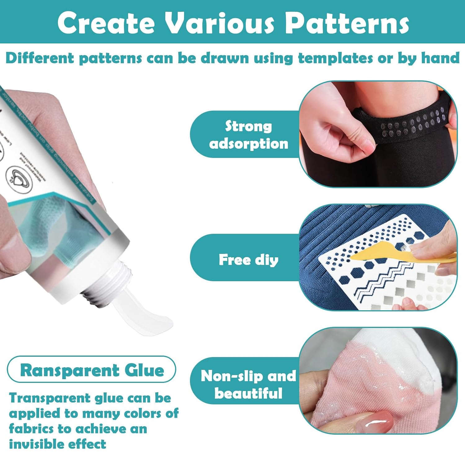 EIGTWEN Sock Stop, 100ml Clear Waterproof Sock Stop Anti Slip Adhesive