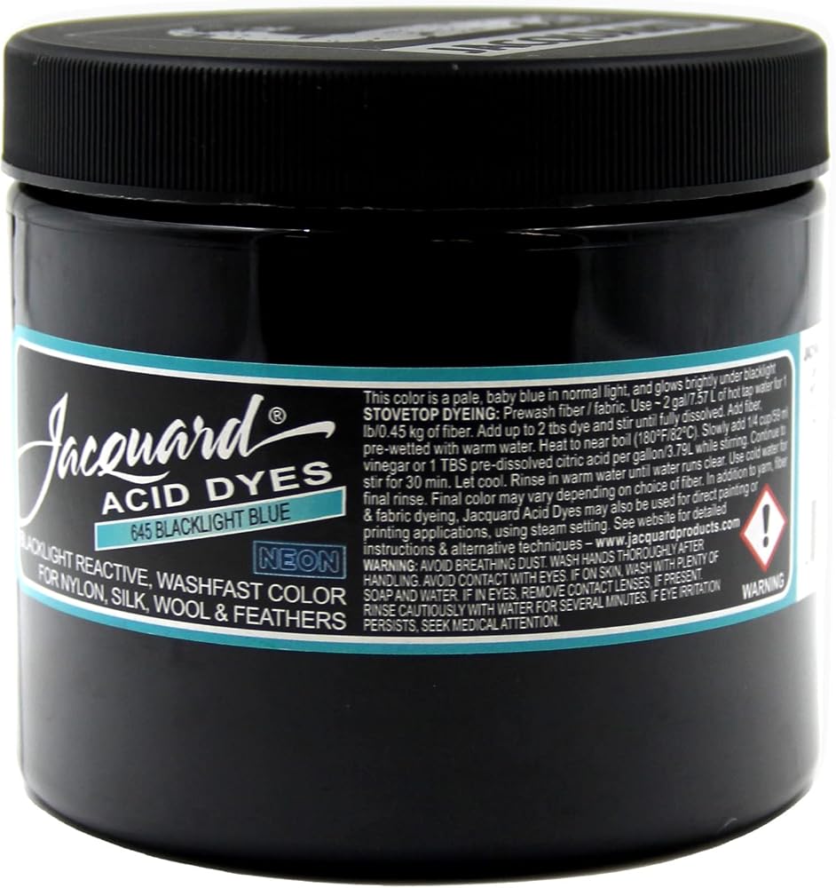Jacquard Acid Dye 226.8g(8온스) 병 블랙라이트 블루 - 울, 실크, 알파카, 깃털, 코스프레 가발 및 나일론용 산성 염료 - 풀 커버리지 염색을 위한 파우더 울 염료 - 생생한 산성 실크 염료 — 사진 1