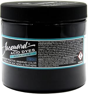 Jacquard Acid Dye 8oz Jar Blacklight Blue - Acid Dye for Wool, Silk, Alpaca, Feathers, Cosplay Wigs and Nylon - Powder Wool Dye for Full Coverage Dyeing - Vibrant Acid Silk Dye