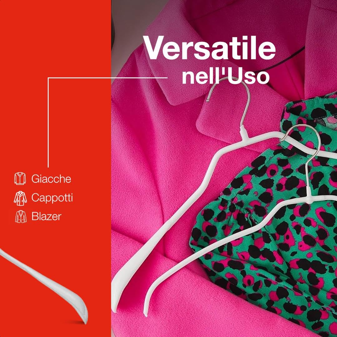 MAWA Grucce Appendiabiti Ergonomiche in Metallo, Set di 25, Ideali per Cappotti, Giacche, Blazer e Completi, Gancio Girevole 360°, Rivestimento Antiscivolo, 42 cm, Bianco