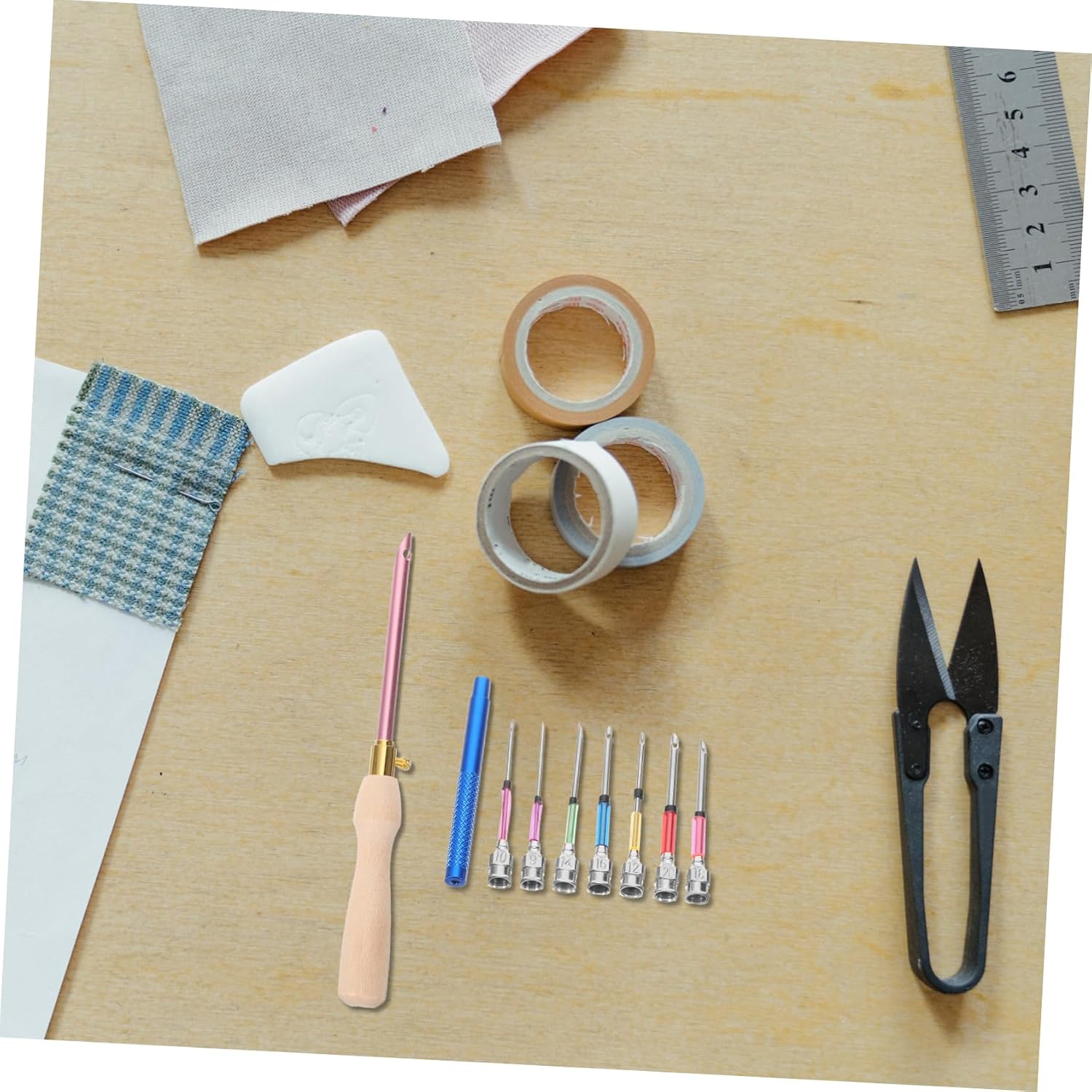 Ipetboom 3sets Punch Needles for Embroidery Ergonomic Metal Stitching Tools Craft Supplies Kit for Yarn Non-Woven Fabrics