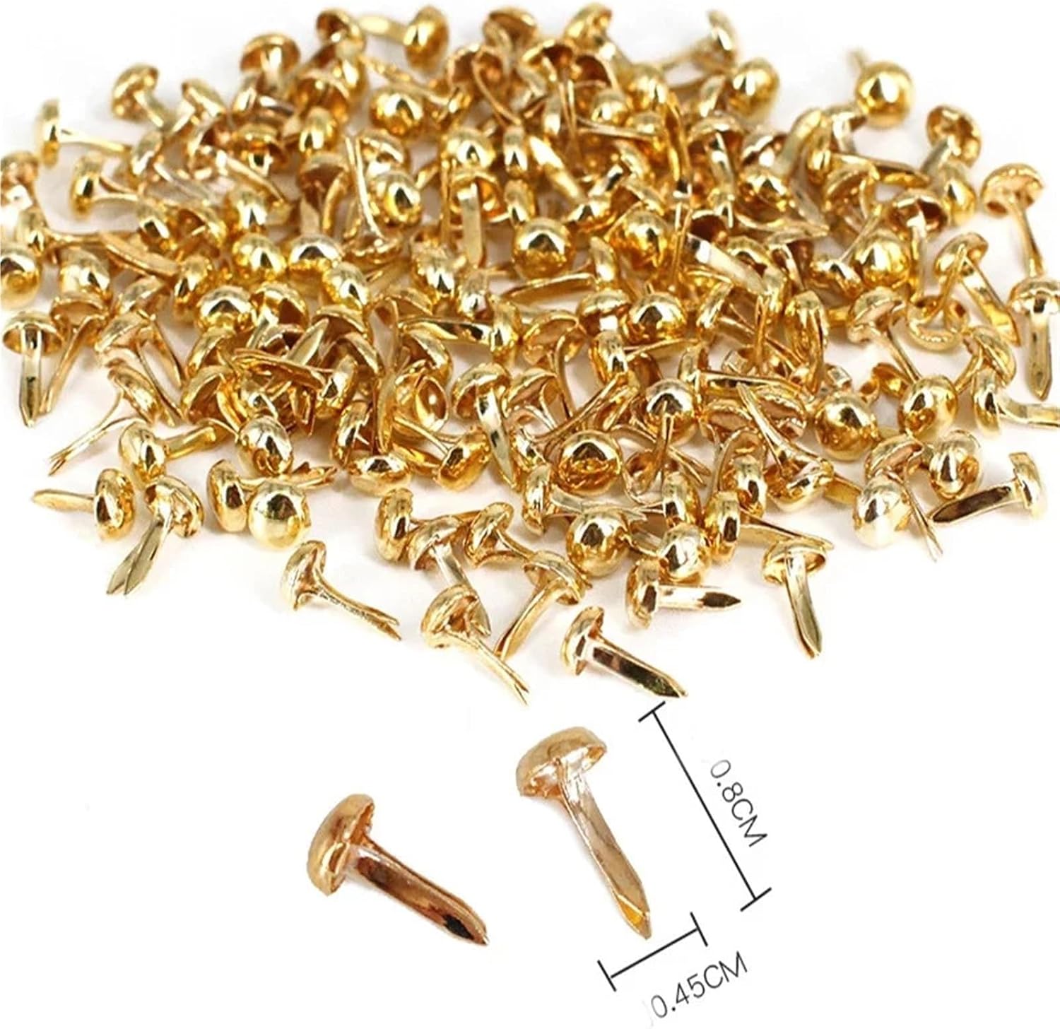 Brass Fasteners 600pcs Round Metal Mini Brads Studs Spike for Scrapbooking Cards Paper Fastener DIY Handmade Craft(Gold)