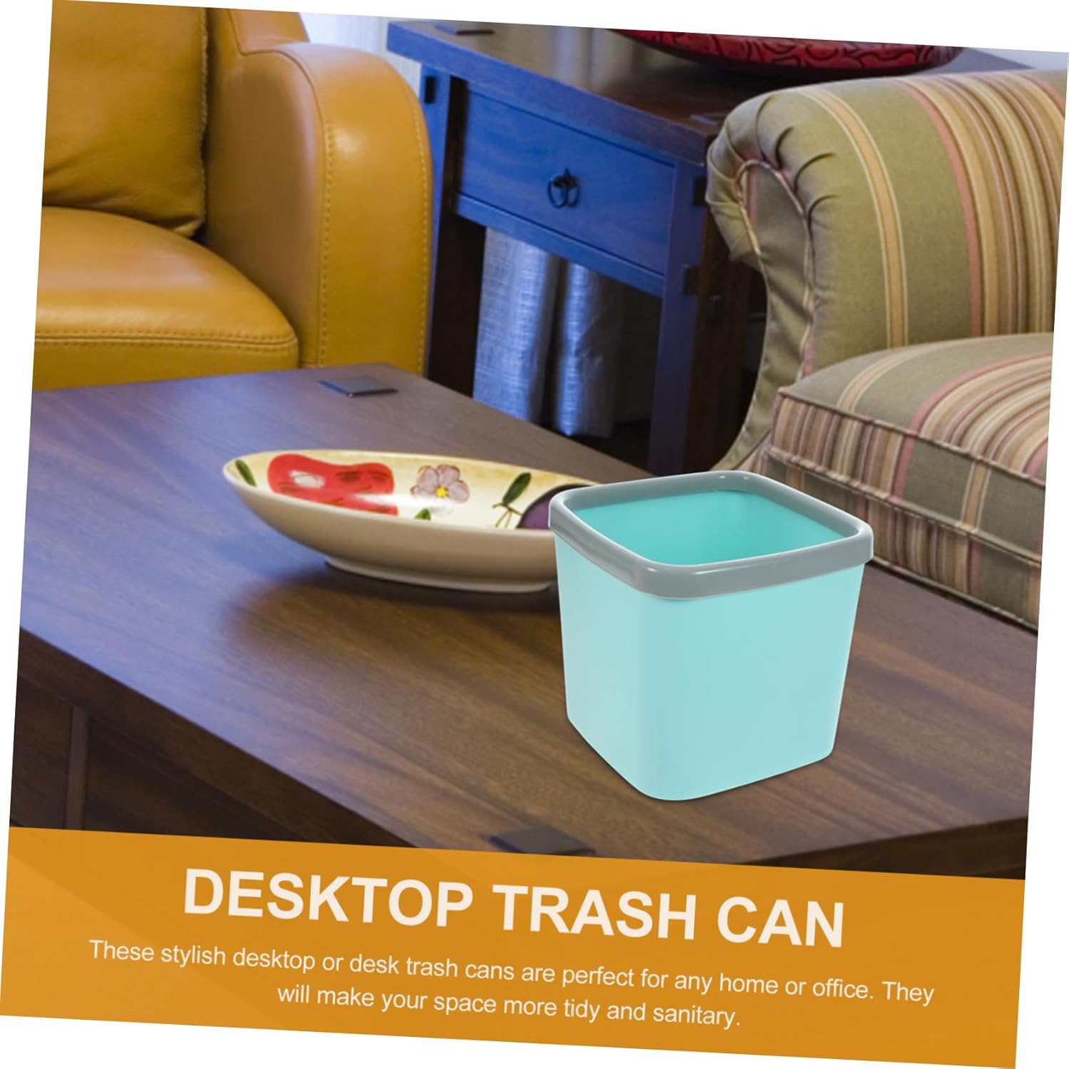 Levemolo 6pcs Small Bathroom Trash Can Storage Box Square Garbage Cans Lids Desktop Trash Bins for Kitchens Bedrooms Offices