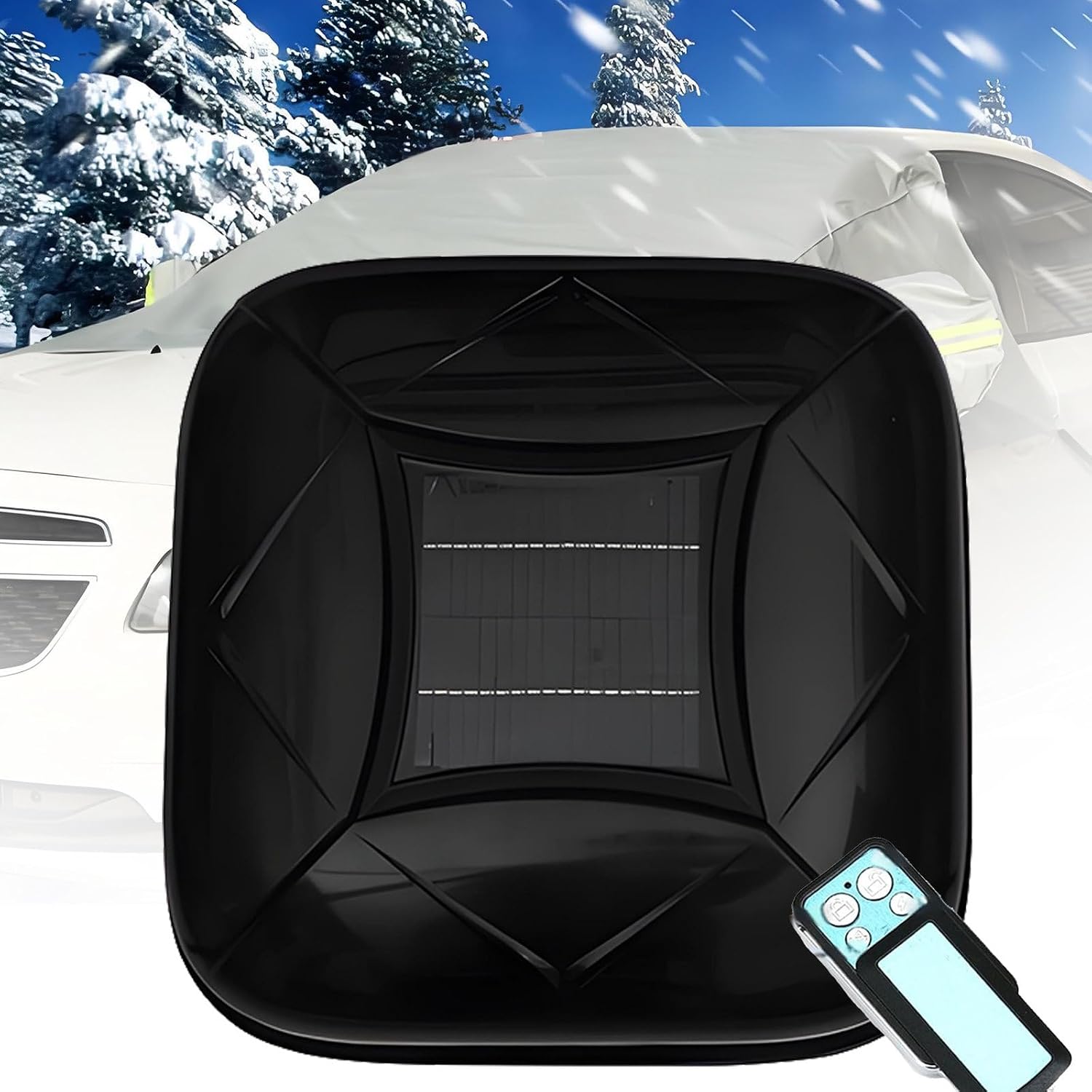 Smart Car Cover with Remote Control, Solar Charging, Automatic, Waterproof, Windproof & Snowproof Protection Portable Car Cover, Sedan, SUV, MPV, with Anti-Theft Device Black-3XL+