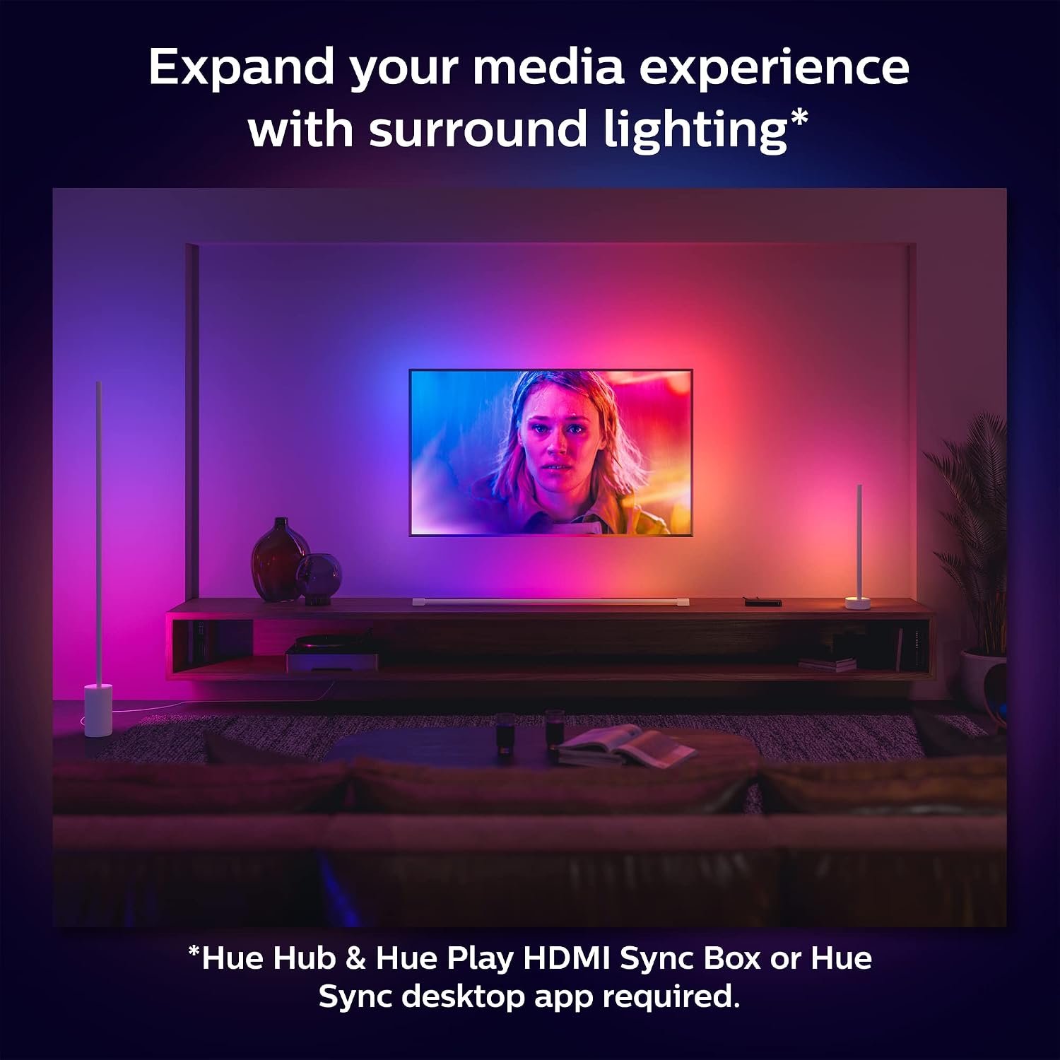 Philips Hue Gradient Signe Table Lamp, Compatible with Alexa, Apple Homekit and Google Assistant, Bluetooth Compatible, Flowing Multicolor Effect, White
