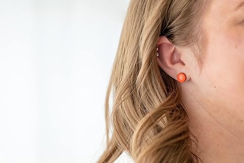 Miniatura 102 de Juego de aretes tipo dormilona de metal martillado de imitación de 0.394 pulgadas, aretes redondos para mujeres, niñas y hombres, hechos a mano